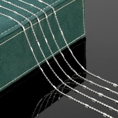 UMAOKANG 32.8 Feet Silver Necklace Chains Bulk for Jewelry Making Silver Plated Brass Tube Bar Link Chain Roll with Jump Rings and Lobster Clasps - color: Silver Tube Bar