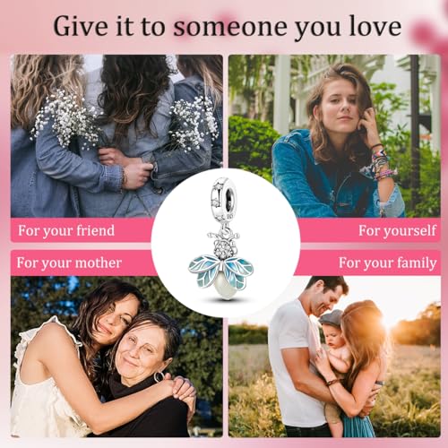 MULA 925 Sterling Silver Charms for Bracelets and Necklace Family Pendants | Airplane Travel Dangle Beads Family Tree Jewelry Charms for Women - color: Summer Glowworm