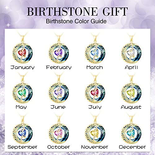 TOUPOP Birthstone Necklace Women Sterling Silver Moon Star Birthday Jewelry | Celtic Moon Pendant with Blue Crystal Anniversary Christmas Jewelry Gifts for Wife Mom Her - color: B-06-Alexandrite-Gold