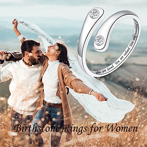 Fookduoduo 925 Sterling Silver Ring Inspirational Jewelry adjustable Wrap Open Rings for Women - style: Circle CZ
