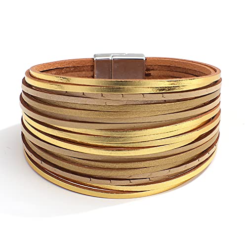 hotoo Leather Wrap Bracelet for Women - color: Khaki Leather Bracelets