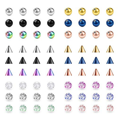 Briana Williams 16G 3mm Replacement Balls & 14G 5mm Piercing Balls & 16G 18G 2.5mm-8mm Piercing Balls for Body Jewelry Piercing Barbell Parts - color: A1 -16g, 3mm