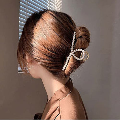 Hair Claw, Pearl Hair Clip, Strong Hold Hair Jaw Clips for Thick Hair, Fashion Hair Clips Accessories Gift for Women Girls Daughter Girlfriend - color: Small pearl hairpin