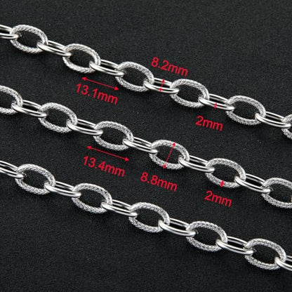 UMAOKANG Stainless Steel Chain for Jewelry Making Embossed Oval Chains Bulk | 2 Yard Silver Chain Necklace DIY for Men and Women Permanent Jewelry Supplies Findings - color: Oval (Steel)