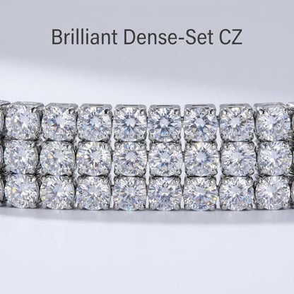 GulCean 14K Gold Plated 4mm Cubic Zirconia Classic Tennis Bracelet Copper CZ Charm Iced Out Tennis Bracelet for Women Men Size 6.7inch 7.5 inch - color: Silver, size: 6.7inch(17cm)