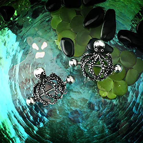 2pcs Cute Octopus Nipple Shield Piercing Jewelry,14g,14mm Length
