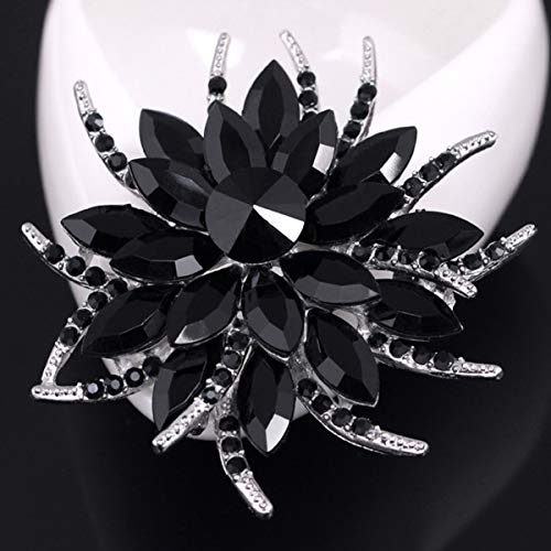 seven wolves Women's Austrian Crystal Brooch Wedding Flower Leaf Bouquet Brooch - color: 2-Black Multicolor