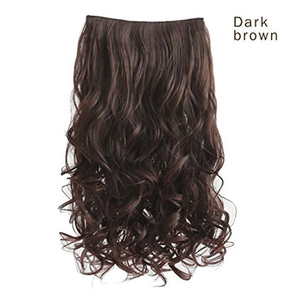 REECHO 14" 1-Pack 3/4 Full Head Wavy Clips in on Synthetic Hair Extensions HE008 Hairpieces for Women 5 Clips 3.6 Oz per Piece - Dark Brown - color: Dark Brown, size: 14 Inch (Pack of 1)