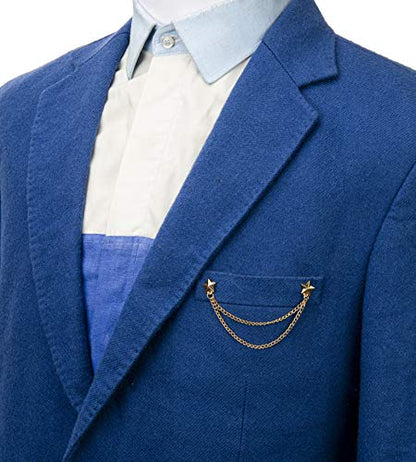 Knighthood Brooch Suit Pin Men's Double Star Chain Tassel Suit Collar Brooch Lapel Pin Accessories for Men Women