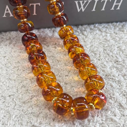 Colorful Chunky Resin Beaded Choker Necklaces for Women | Multicolor Beads, Sturdy Metal Chain, Adjustable, Detachable, Lightweight, Summer Beach Boho, Trendy Statement Jewelry Gift - color: Amber