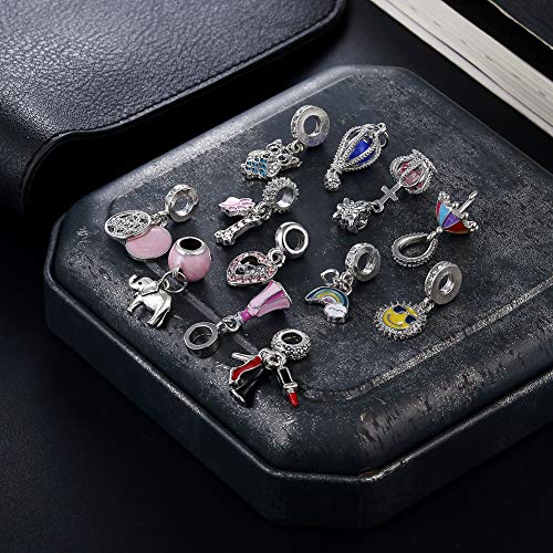 12pcs Mixed Silver Plated Colorful Enamel Alloy Beads Dangle Charms Fits for European Snake Chain Bracelet Necklace DIY Jewelry Making Supplies - color: Bead Charms-2