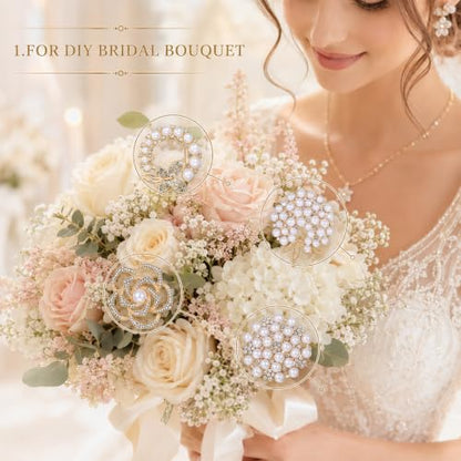 4pcs Crystal Pearl Brooch, Flower Pearl Brooch Pins for Women | Fashion Elegant Glod Crystal Floral Brooches for Dress Coat Shawl Wedding Appreciation Decor