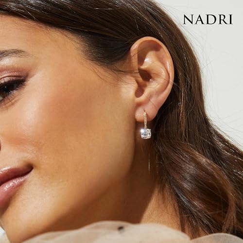 NADRI Cushion Cut CZ Leverback Earrings - color: Gold