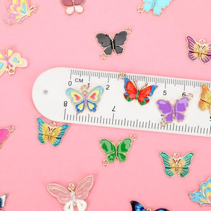 MARFOREVER 40 Pcs/20 Pairs Butterfly Charms for Jewelry Making | Mixed Butterflies Charms, Assorted Spring Summer Enamel Butterfly Charm Pendants, Necklace Earrings Bracelet Making Craft DIY - style: Butterfly