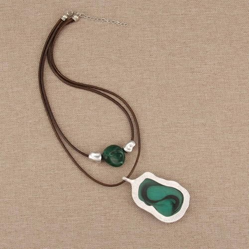Bohemian Necklaces for Women Long Leather Necklace with Large Pendant Chunky Boho Hippie Jewelry Pendant Chocker Necklace - style: Large Boho Necklaces