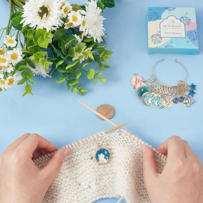 SUNNYCLUE 1 Box 20Pcs Stitch Markers Crochet Stitch Marker Cute Planet Moon Star Enamel Charms Clip On Removable Lobster Clasp Zipper Pull Charm Locking Knitting Markers for Weaving Sewing Quilting - color: 20pcs Planet Stitch Markers With Upgraded Gift B