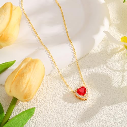 Starain Heart Necklaces for Women Dainty Cubic Zirconia Love Heart Pendant Necklace 18K Gold Plated Chain Trendy Stuff Jewelry - color: J Gold Heart Necklace