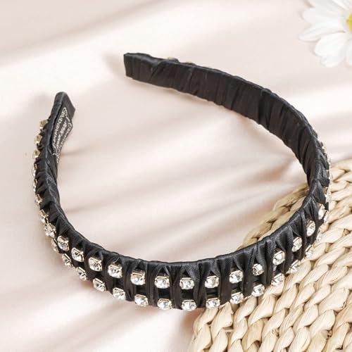 Rhinestone Headbands for Women Long Short Hair Comfortable - color: Double Rhinestone Headbands