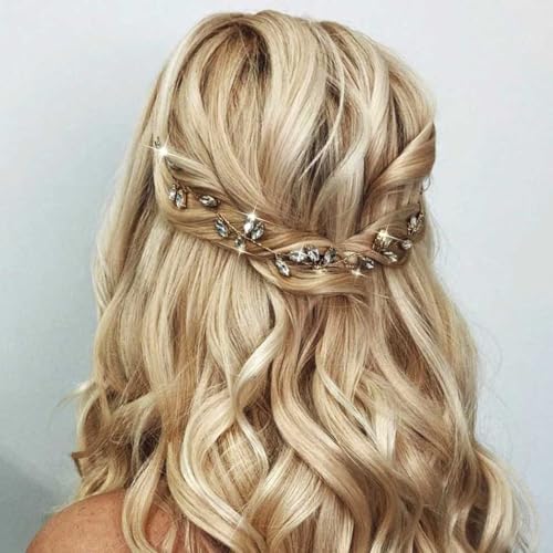 Asooll Wedding Hair Accessories Silver Bridal Hair Piece Rhinestone Hair Vine for Women