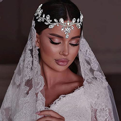 Bridal Headpieces for Wedding, Rhinestone Forehead Headpiece, Wedding Headband Crystal Tiara for Brides
