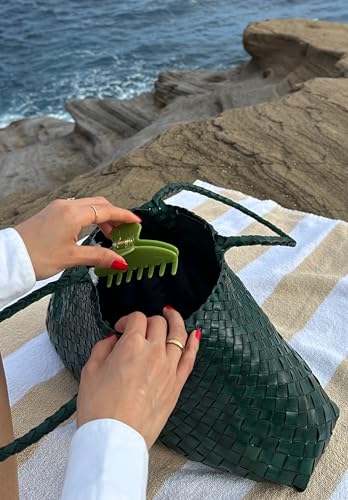 Luxury Green Claw Clip for Women | Our Large 4 Inch Hair Clip Creates Beautiful Half Ups, Secure Updos & Chic Daily Styles | Premium Acetate Claw with Secure Hold & Snag Free Teeth for Easy Styling - color: Green