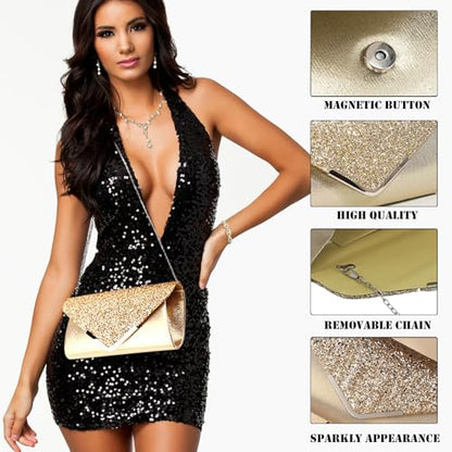 MEDOJO 10Pcs Silvery Rhinestone Jewelry Set for Women Bride Wedding Prom Jewelry Evening Rhinestone Sparkly Clutch Purse Bag Necklace Tennise Layered Bracelets CZ Ring Crystal Drop Earring Set Silvery Shiny Costume Kit - color: Golden