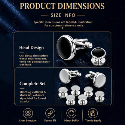 Meice 8 PCS Custom Men's Cufflinks and Tuxedo Studs Set,Formal Shirt Studs & Cuff Links for men,Wedding Groomsmen Best man Gift