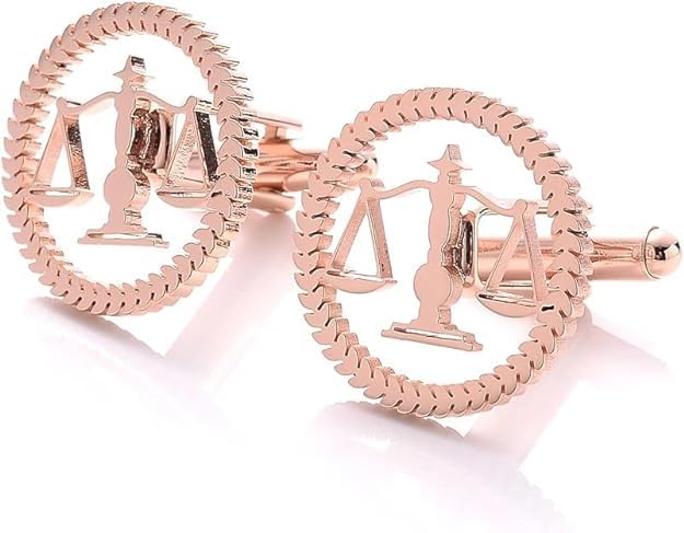 TINGKU Attorney Lawyer Cufflinks and Tie Clip for Men Gifts Scales of Justice Cuff links Tie Clasp Father in Law Enforcement Suit Shirt Jewelry - style: Cufflinks RoseGold