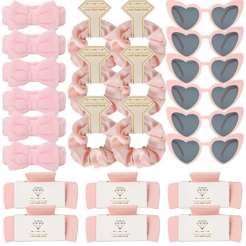 Bridesmaid Scrunchies Proposal Hair claws clips Set of 12 Bridal Shower heart sunglasses Gifts for Wedding Bachelorette Party Favors (24pcs Pink headband) - color: 24pcs Pink headband