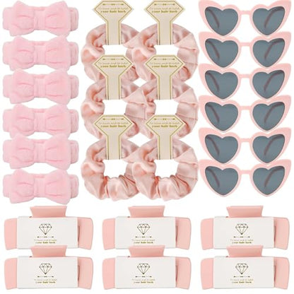 Bridesmaid Scrunchies Proposal Hair claws clips Set of 12 Bridal Shower heart sunglasses Gifts for Wedding Bachelorette Party Favors (24pcs Pink headband) - color: 24pcs Pink headband