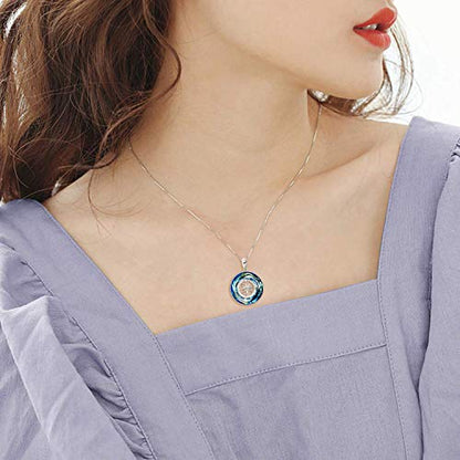 AOBOCO 2026 Graduation Gifts 925 Sterling Silver Compass Pendant Necklace High School College Graduation Jewelry Gifts for Women Daughter - style: Pendant, Silver (White Gold Plated), Blue Crystal, Compass Design