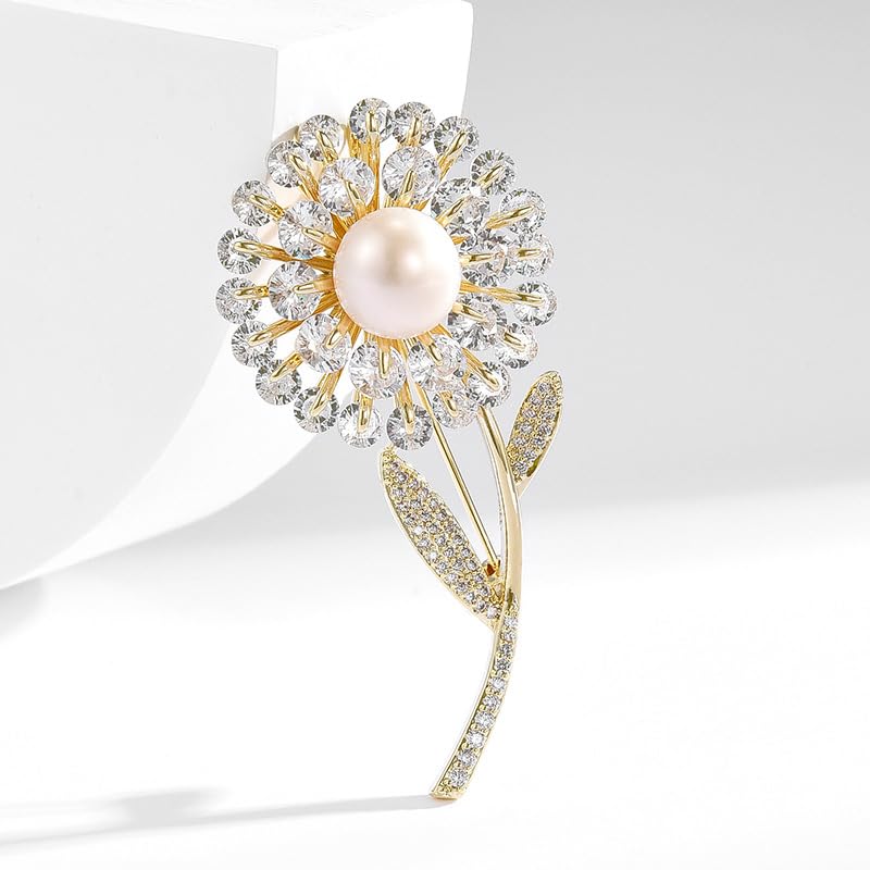 Brooches and Pins for Women Elegant Flower Pearl Brooches Costume Broches Jewelry Lady Christmas Pin for Women - style: GD-1163