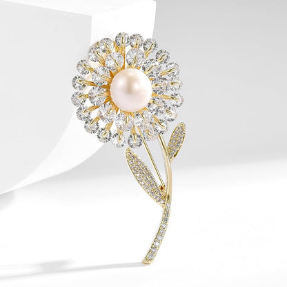 Brooches and Pins for Women Elegant Flower Pearl Brooches Costume Broches Jewelry Lady Christmas Pin for Women - style: GD-1163