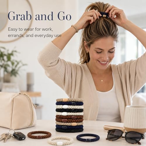 10-Piece Hair Ties: Soft Knitted Hair Tie for Thick/Coarse/Curly Hair. Gentle Hair Ties No Damage—Secure & Protect Strands (Classic) - color: Classic