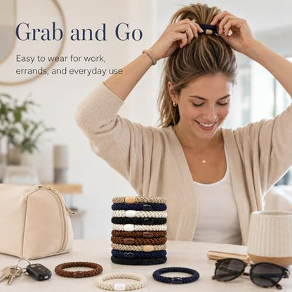 10-Piece Hair Ties: Soft Knitted Hair Tie for Thick/Coarse/Curly Hair. Gentle Hair Ties No Damage—Secure & Protect Strands (Classic) - color: Classic