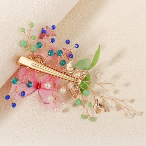 Wedding Hair Clips, Crystal Hair Pins Pearl Rhinestone Hair Barrettes, Bridal Flower Hair Pieces Pearl Headpieces Hair Accessories for Women Girls (Colourful) - color: Colourful