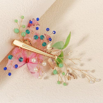 Wedding Hair Clips, Crystal Hair Pins Pearl Rhinestone Hair Barrettes, Bridal Flower Hair Pieces Pearl Headpieces Hair Accessories for Women Girls (Colourful) - color: Colourful