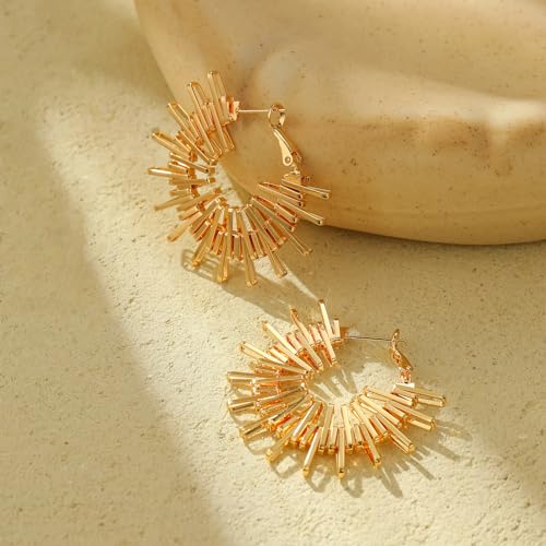 Women Hoop Earrings Lightweight 18K Gold Plated Chunky Hoops Earring Daily Jewelry - style: Hoops 5
