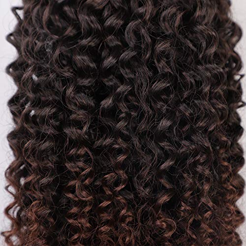 Vigorous Ponytail Extension 14Inch Drawstring Ponytail for Black Women Short Fluffy Afro Kinky Curly Pony Tails Hair Extensions (1B/33) - color: Mix Dark Brown(1B/33)
