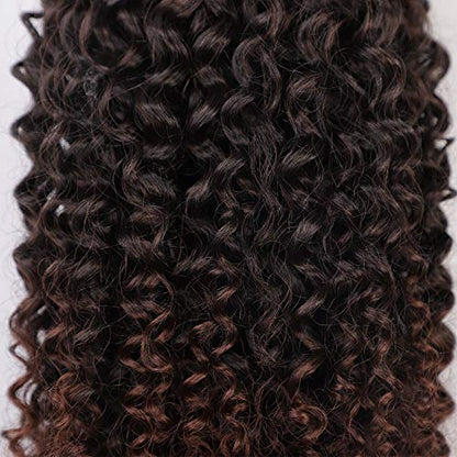 Vigorous Ponytail Extension 14Inch Drawstring Ponytail for Black Women Short Fluffy Afro Kinky Curly Pony Tails Hair Extensions (1B/33) - color: Mix Dark Brown(1B/33)