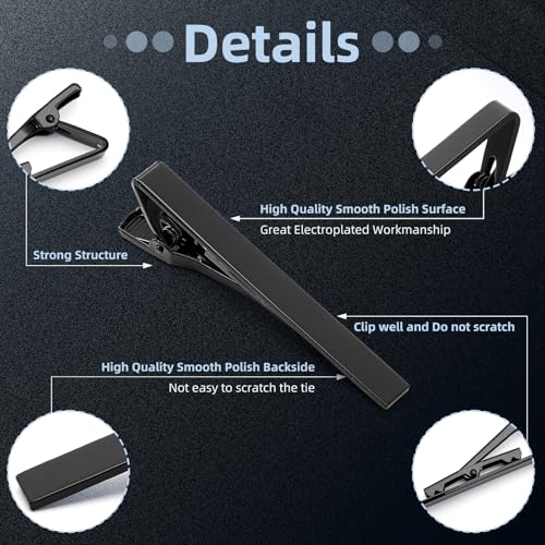 Custom Father Gifts Personalized Tie Clips for Men Custom Tie Bar Clips | Classic Pinch Engraved Text Stainless Steel Tie Bar Dad Personalized Gift Fathers Day - color: BLACK