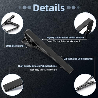 Custom Father Gifts Personalized Tie Clips for Men Custom Tie Bar Clips | Classic Pinch Engraved Text Stainless Steel Tie Bar Dad Personalized Gift Fathers Day - color: BLACK