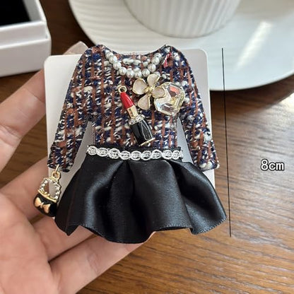 Fabric Dress Brooch Lapel Pin Lipstick Enamel Flower Cultured Pearl Crystal Pins Clip Suit Bags Backpack Scarf Clothes Accessories Brooches Fashion Jewelry for Women Mother - color: Brown