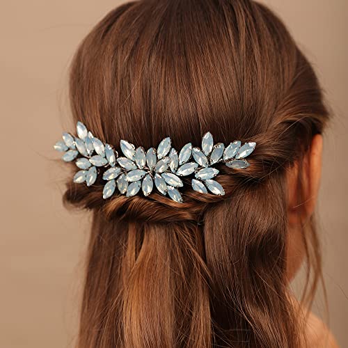 Teyglen Women's Opal Dainty Full Rhinestones Hair Comb, Luxurious Shiny Rhinestones Bridal Side Hair Accessories for Women Bride Girls - color: Opal