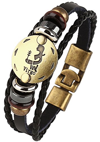 Punk Alloy Leather Bracelet for Constellation Braided Rope Bracelet Bangle - style: Virgo