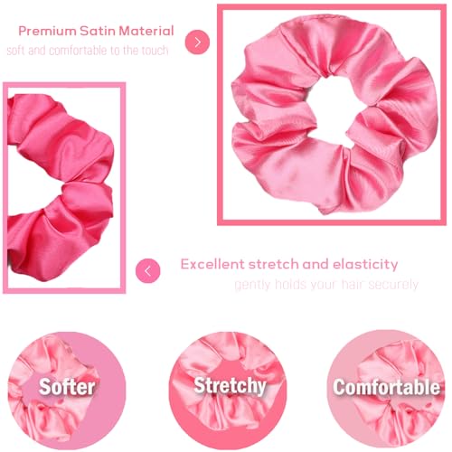 IVARYSS Satin Scrunchies for Girls, Soft Than Silk for Hair, Fashion Ties and Bands for Thin | Thick Hair Styling, 16 Pack (Multi-Pink) - color: Multi-Pink