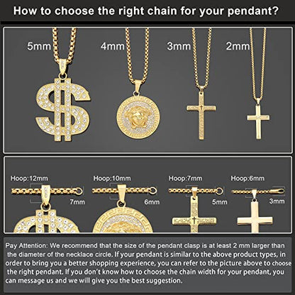 Mens Chain Necklaces, Stainless Steel Rolo Chain Necklace for Men & Women - color: 18K Gold Plated 4mm