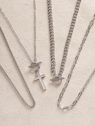 Sacina Goth Layered Cross Choker Necklace, Gothic Punk Grunge Emo Necklace, Christmas Jewelry Gift for Women - color: Silver
