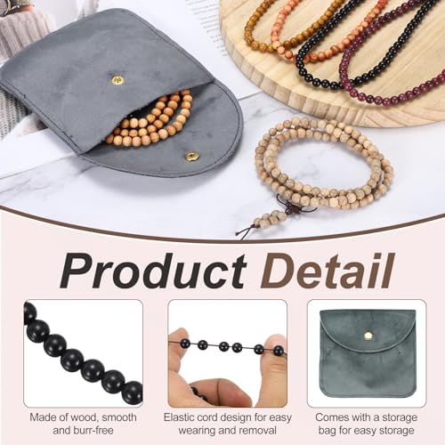 MECCANIXITY Prayer Beads Bracelet, Natural Wooden Bead Mala Bracelets Link Wrist Men Women Beaded Stretch Crafts Bangle - color: Ebony Color