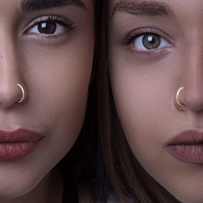 D.Bella Hinged Nose Rings Hoop 316L Surgical Steel Hypoallergenic Septum Ring Lip Ring Helix Cartilage Rook Earrings Body Piercing Jewelry 14G 16G 18G 20G, Diameter 5mm to 14mm - color: Black, size: 16g(1.2mm),10mm